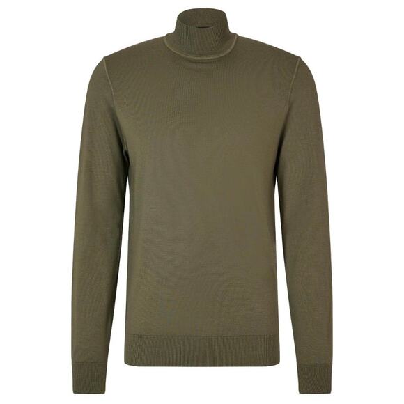 NWT BOSS Ribbed Mock-Neck Sweater – Green – Men’s XXL – 100% Virgin Wool - Picture 1 of 8